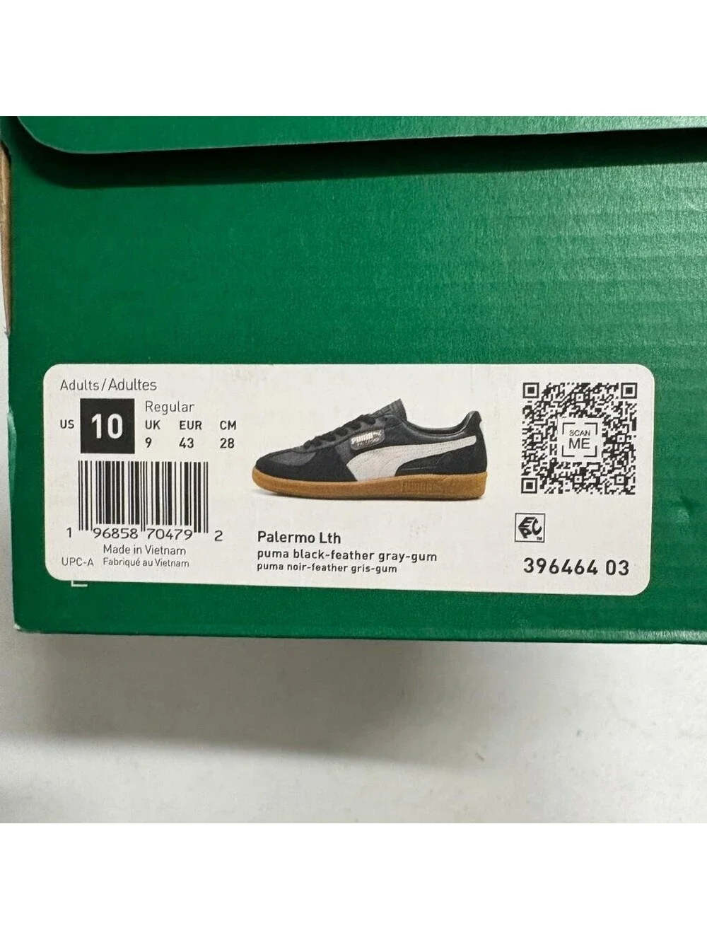 Puma Palermo Lth Black Feather Gray Gum Mens Size 10 Leather Sneakers 396464-03